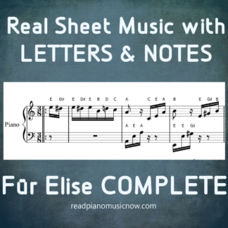 贝多芬的 Fur Elise - 带字母的钢琴乐谱 - 产品图片。
