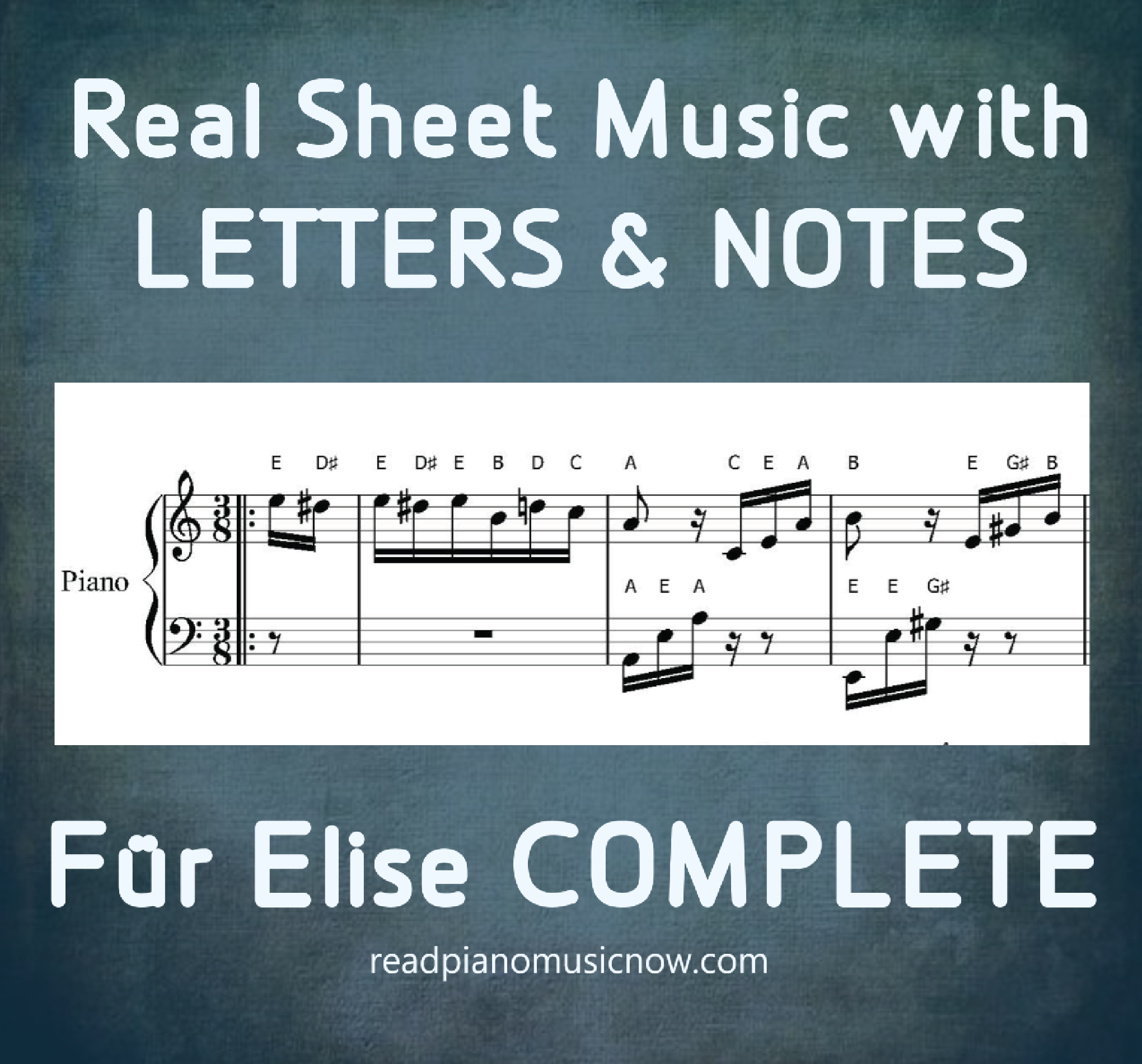 贝多芬的 Fur Elise - 带字母的钢琴乐谱 - 产品图片。
