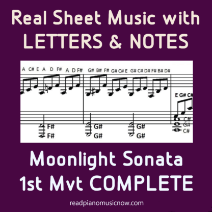 Moonlight Sonata 1st Movement - Beethoven sheet music with letters - product image.