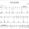 Image of "Deck the Halls" piano sheet music with letters and notes together.