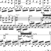 Section of Beethoven's Moonlight Sonata No. 14 - 3rd movement sheet music with letters and notes together.
