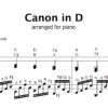 Canon in D piano sheet music with letters - product cover