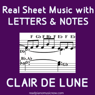 Clair de Lune sheet music with letters - product image.