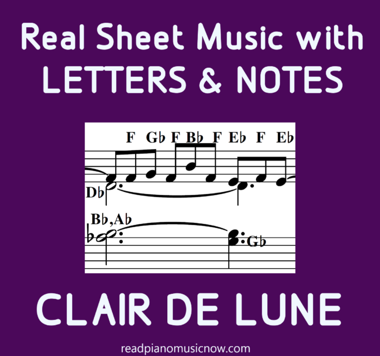 Clair de Lune with Letters - COMPLETE | Sheet Music with Letters and ...