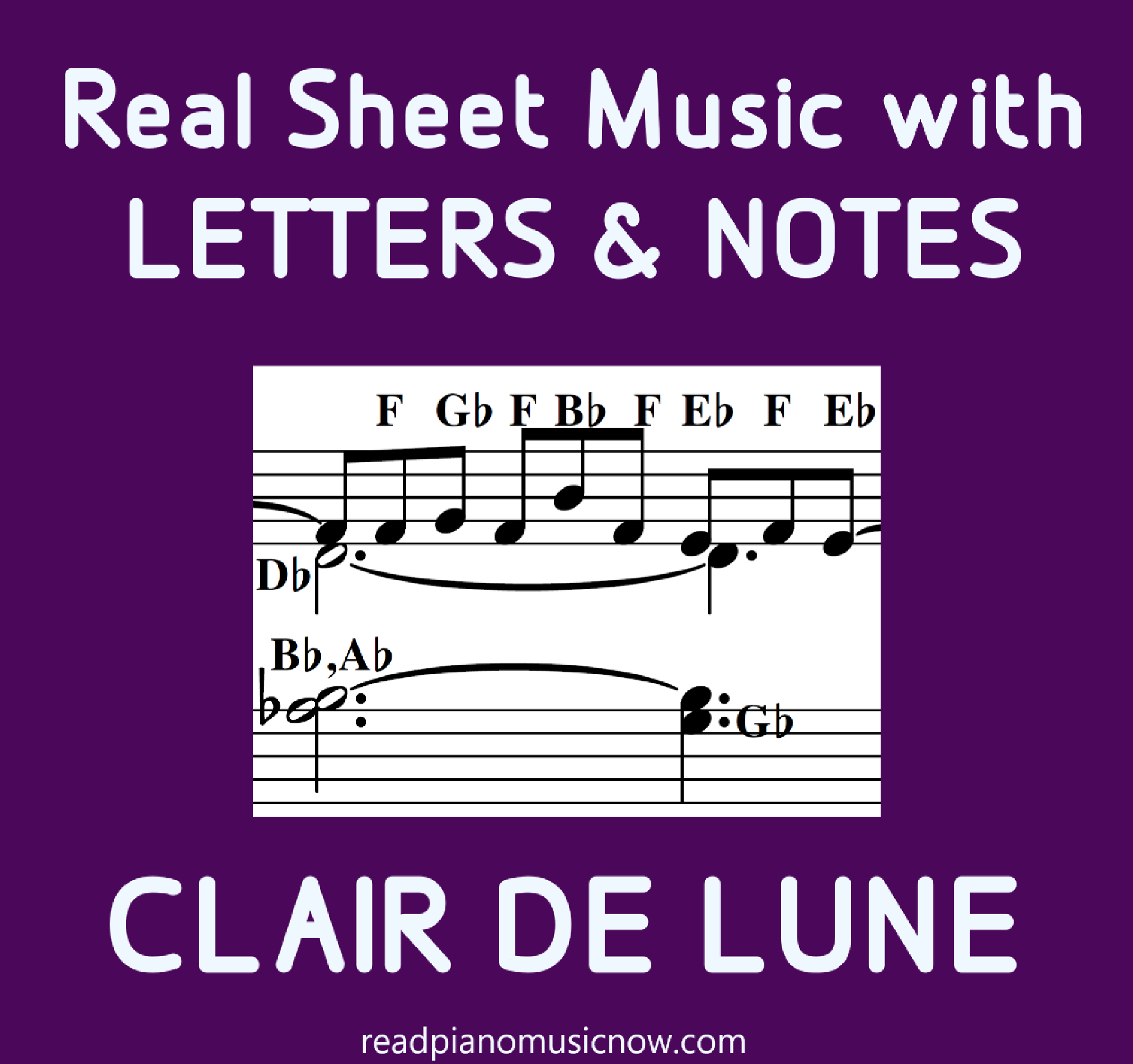 Clair de Lune 乐谱与字母 - 产品图片。