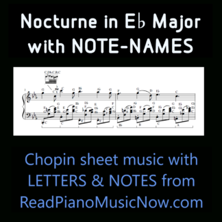 Nuty Nokturnu Eb-dur Chopina z literami - ilustracja na okładce